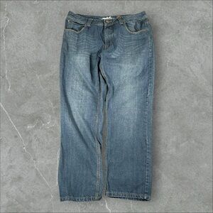 Miskeen Jeans Men 38x32 Blue Baggy Y2K Loose Fit Wide Leg Embroidered Skater 90s